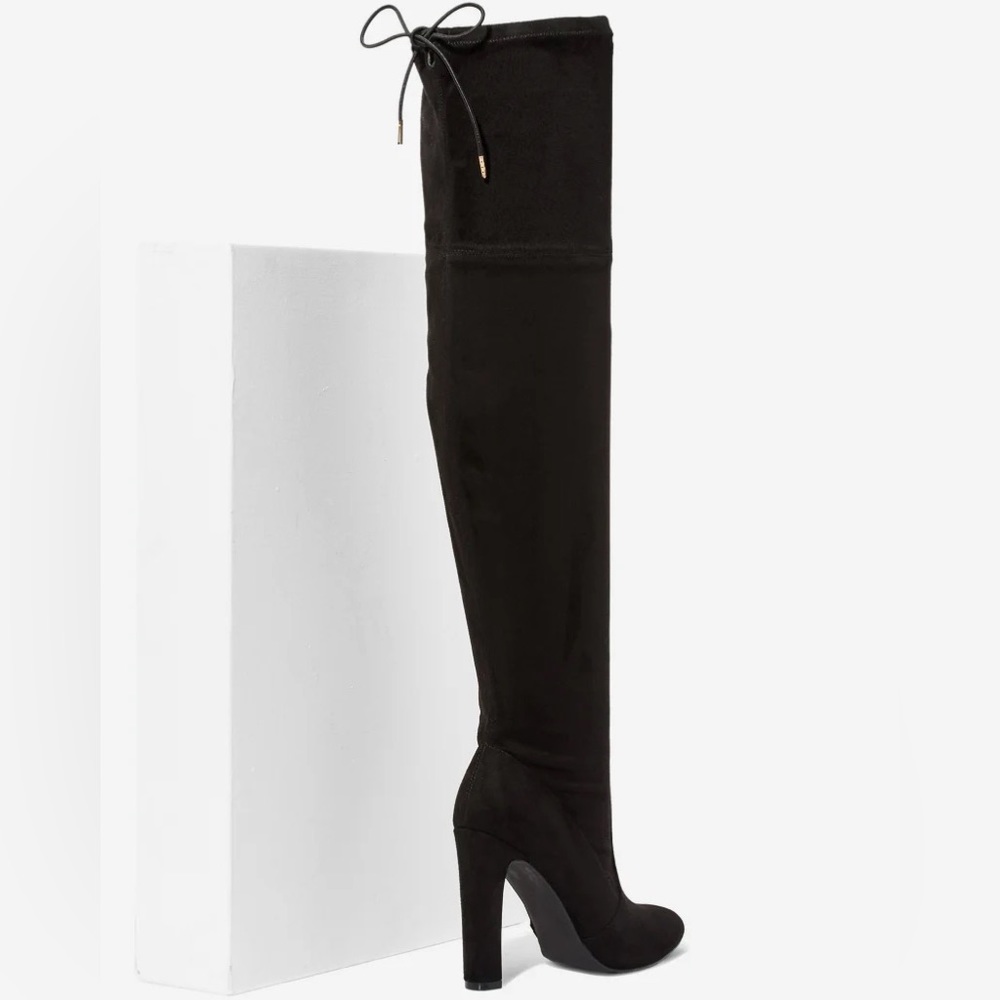 NIB Black Over The Knee Faux Sued Boots - Picture 4 of 5